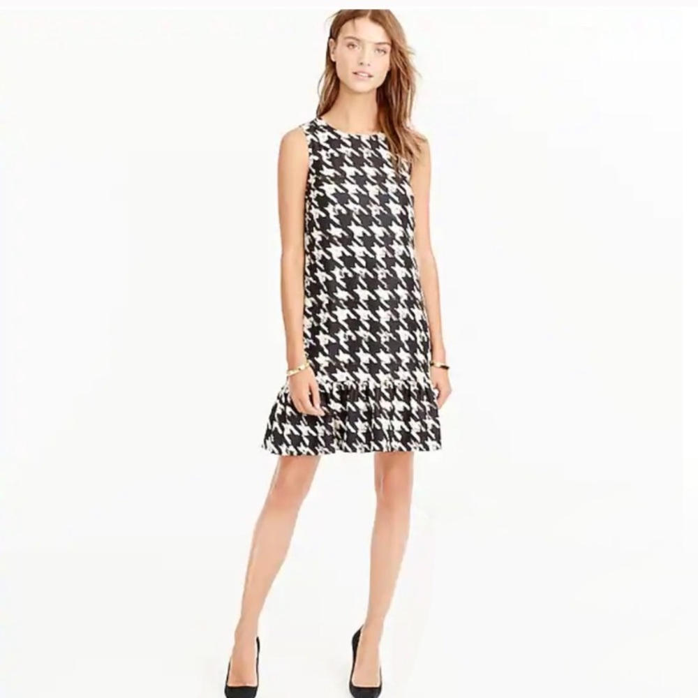 J. Crew Black and White Houndstooth Dress